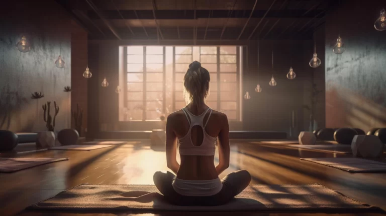 Jovem mulher construindo uma rotina de yoga